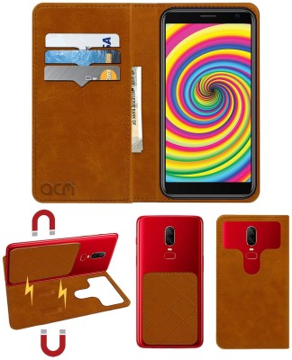 ACM Flip Cover for Intex Indie 11 Iv0318nd(Gold, Cases with Holder, Pack of: 1)