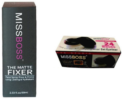 

Miss Boss gel eyeliner with brush 6.0 gm and huda matte fixer Primer - 60 ml combo(Set of 2)