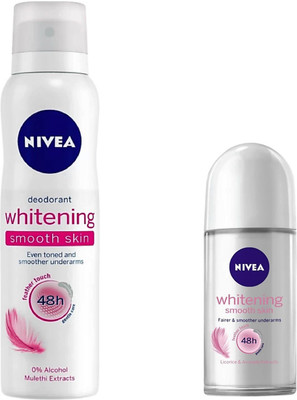 

Nivea Whitening Smooth Skin Deodorant Spray & Roll-On(Set of 3)