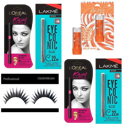 

Professional Eyelashes & lip love v Magique & Deep Black Pack of 4 (Set of 6 )(Set of 6)