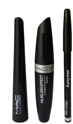 

Aaxyone Eyebrow Pencil Black & Liquid EyeLiner & scara(Set of 3)