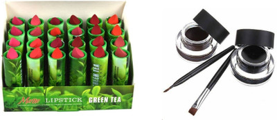 

Miss Boss gel eyeliner with brush 6.0 gm and set of 24 green tea lipstick combo(Set of 2)