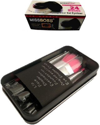 

Miss Boss gel eyeliner with brush 6.0 gm and hk black makeup brushes (pack of 7) combo(Set of 2)
