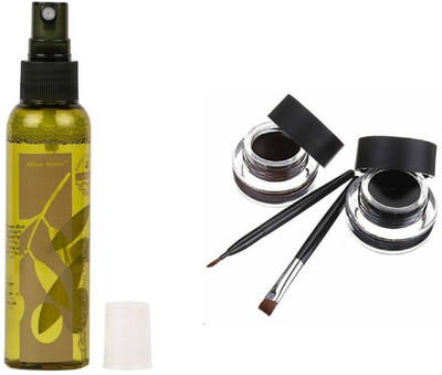 

Miss Boss gel eyeliner with brush 6.0 gm and Olive Oil Makeup Fixer Primer - 120 ml combo(Set of 2)