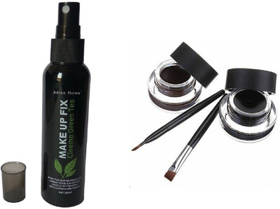 

Miss Boss gel eyeliner with brush 6.0 gm and kb Cinema Green Tea Makeup Fixer Primer - 80 ml combo(Set of 2)