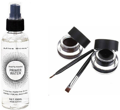 

Miss Boss gel eyeliner with brush 6.0 gm and kb Photo Finish Primer Water Primer - 150 ml combo(Set of 2)