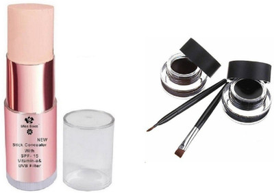 

Miss Boss gel eyeliner with brush 6.0 gm and Stick Concealer Vitamin-E & Filter Conceal Highlight Contour With SPF 15 Concealer combo(Set of 2)