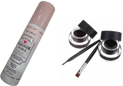 

Miss Boss gel eyeliner with brush 6.0 gm and kb hangover 3 in 1 replinishing primer - 120 ml combo(Set of 2)