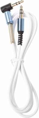 Voltegic AUX Cable 1 m ™Data Line 3.5MM Jack 90 Degree Right Angle Male to Straight Male Audio Stereo Aux Cable(Compatible with Universal, White, One Cable)