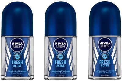 

Nivea Men Fresh Active Deodorant Roll-on - For Men(150 ml, Pack of 3)