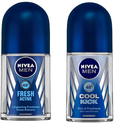 

Nivea Men Fresh Active & Cool Kick Deodorant Roll-on - For Men(100 ml, Pack of 2)