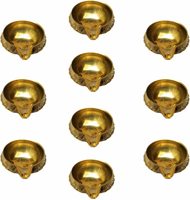Top Craft India Brass Diya Set of 10 Diyas BDS04 Brass (Pack of 10) Table Diya Set(Height: 1 inch)
