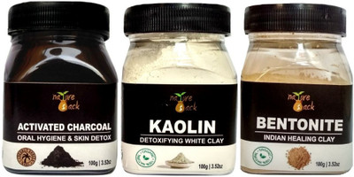 

NatureSack Skin Detox Combo (Pack of 3) Activated Charcoal + Kaolin Clay + Bentonite Clay For Face Masks, Acne, Blackheads, Pigmentation, Skin Repair, Vitalizing & Renewal Of Skin (50gms)(50 g)