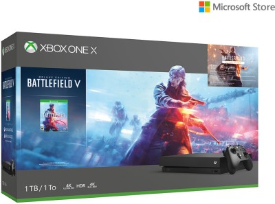 Microsoft Xbox One X 1 TB with Battlefield V Deluxe Edition, Battlefield 1943, Battlefield 1 Revolution  (Black)