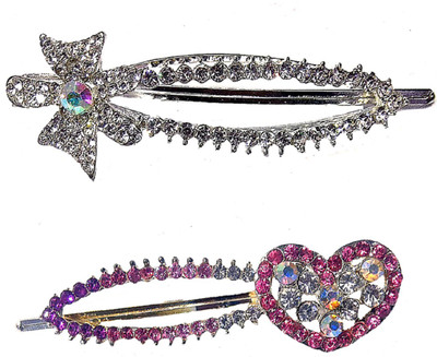 

Proplady Wedding Collection (Set of 2) Rhinestones & Zircons Stud Large Hair Clips, Hair Brooch for Girls & Women|Bridal Hair Accessories Hair Clip, Hair Pin, Bun Clip, Back Pin, Banana Clip, Hair Accessory Set(Silver)
