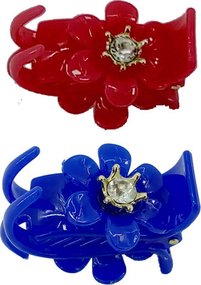 

Saaj Women Collection Plastic Flower Hair Clutcher Hair Claw(Blue, Pink)
