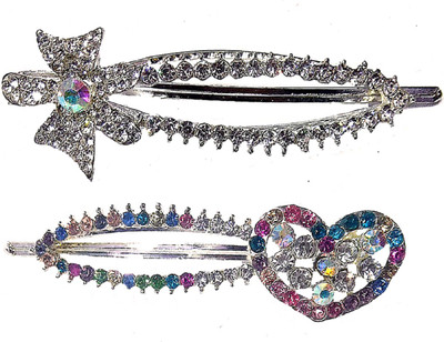 

Proplady Wedding Collection (Set of 2) Rhinestones & Zircons Stud Large Hair Clips, Hair Brooch for Girls & Women|Bridal Hair Accessories Hair Clip, Hair Pin, Bun Clip, Back Pin, Banana Clip, Hair Accessory Set(Silver)