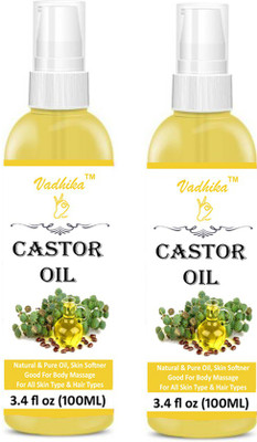 

Vadhika Castor Oil Pure & Natural, Cold Pressed Organic, Therapeutic Grade Hexane Free for Hair Growth, Face & Skin-(100ML)-Pack of-2-Bottle-(200ml) Hair Oil (200 ml Hair Oil(200 ml)