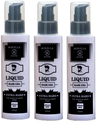 

MIRELLA HYPE Liquid Hair Gel Ultimate Care Combo of 3 Hard Hold - White Hair Gel(250 ml)