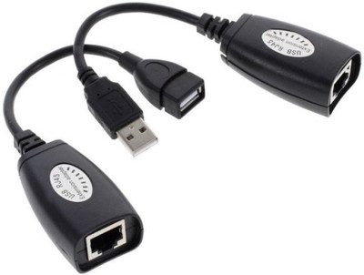 

HAWK USB (Male)To RJ45 + USB (Female) USB over Cat5/5e/6 Extension Adapter RJ45 -Up to 150ft Length USB LAN Extender Lan Adapter(10 Mbps)