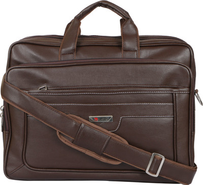 Safex 15.6 inch Expandable Laptop Messenger Bag(Brown)