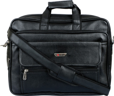 Safex 15.6 inch Expandable Laptop Messenger Bag(Black)