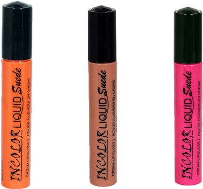 

Incolor Liquid Suede Cream Set of 3 Lip gloss 04,05,06 Each Of 6ml(6 ml, Multicolor)