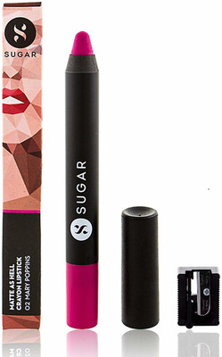 

Sugar Cosmetics Matte As Hell Crayon Lipstick With Sharpener(02 Mary Poppins (Fuchsia))