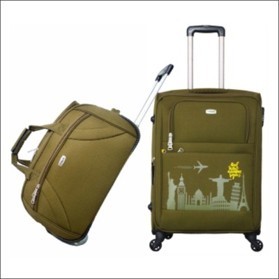 

Timus Suitcase, Duffel Strolley Bag Combo(Green)