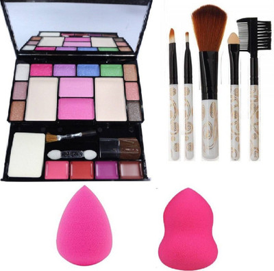

Aaxyone 6171 Makeup kit + 5 pc Makeup brush + 2 Pc Blender puff(Pack of 4)