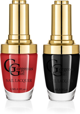 

Gorgeous Girl Glossy Nail Lacquer Rich Black-02 & Rosewood-03(Pack of 2)