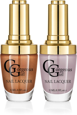

Gorgeous Girl Glossy Nail Lacquer Light Gray-13 & Copper Glitter-37(Pack of 2)
