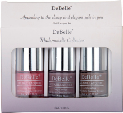 

DeBelle Nail Lacquer set Mademoiselle gift pack of 3 Miss Bliss , Vintage Frost ,Coco Bean(Pack of 3)