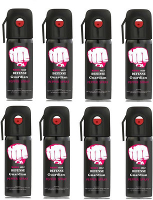 

Guardian Women Self Defence Pepper Spray for Safety/Protection, Compact Size with Clip | Max Protection - 45 shots | 55 ml | Pack of 8 Pepper Stream Spray