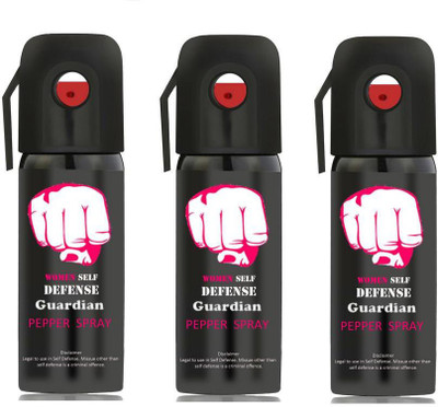 

Guardian Women Self Defence Pepper Spray for Safety/Protection, Compact Size with Clip | Max Protection - 45 shots | 55 ml | Pack of 3 Pepper Stream Spray