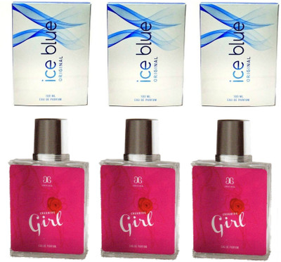 

Arochem 3 Ice Blue and 3 Charming Girl Perfume 100ML Each (Pack of 6) Eau de Parfum - 600 ml(For Men & Women)