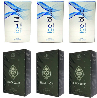 

Arochem 3 Ice Blue and 3 Black Jack Perfume 100ML Each (Pack of 6) Eau de Parfum - 600 ml(For Men & Women)