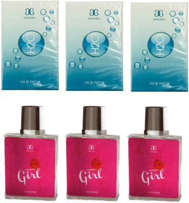 

Arochem 3 H2O and 3 Charming Girl Perfume 100ML Each (Pack of 6) Eau de Parfum - 600 ml(For Men & Women)