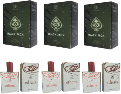 

Arochem 3 Black Jack and 3 Ethena Perfume 100ML Each (Pack of 6) Eau de Parfum - 600 ml(For Men & Women)
