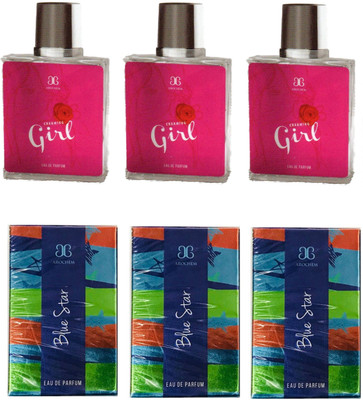 

Arochem 3 Charming Girl and 3 Blue Star Perfume 100ML Each (Pack of 6) Eau de Parfum - 600 ml(For Men & Women)