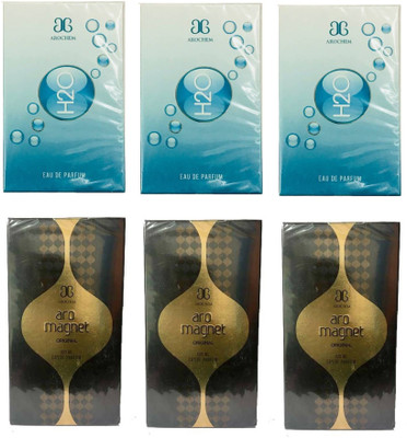 

Arochem 3 H2O and 3 Magnet Perfume 100ML Each (Pack of 6) Eau de Parfum - 600 ml(For Men & Women)