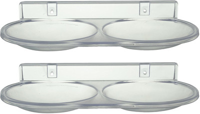 Epraiser ABS Unbreakable EZ-139 Oval Double Soap Dish ( Pack of 2 )(Clear, White)