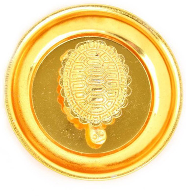 Gracias Feng Shui Wish Fulfilling Turtle with Plate Decorative Showpiece  -  1 cm(Brass, Gold)