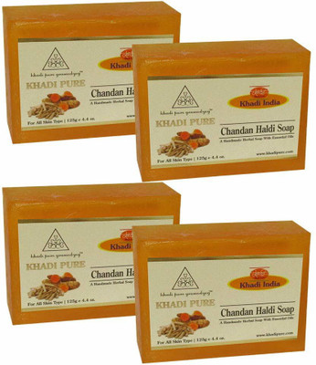 

Khadi Pure Herbal Chandan Haldi Soap - 125g (Set of 4)(500 g, Pack of 4)