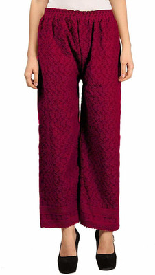 SriSaras Regular Fit Women Maroon Trousers