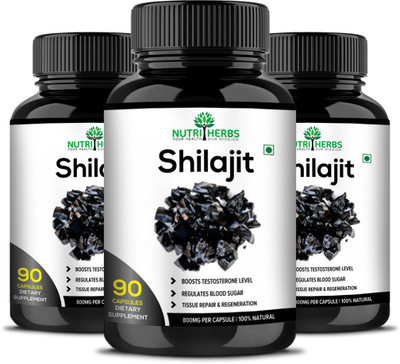 

Nutriherbs Shilajeet Extracts 800 Mg 90 Capsules 100% Natural & Pure (Pack Of 3)(270 No)