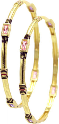Epyz Brass Diamond Gold-plated Bangle Set(Pack of 2)