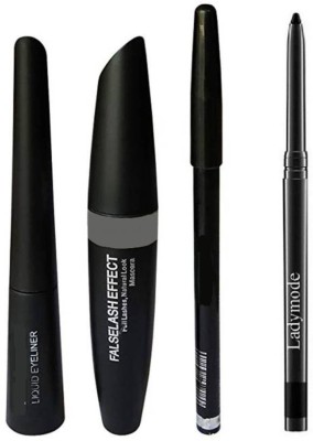 

Ladymode Mascara & Eyeliner & Eyebrow Pencil & kajal (4 in 1)(Set of 4)