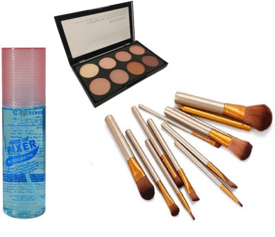 

Miss Boss Long Lasting Makeup Fixer Spray Primer 200 ml and kb concealer kit + naked golden makeup brushes (pack of 7) combo(Set of 3)