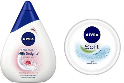 

Nivea Milk Delights Caring Rosewater For Sensitive Skin & Soft Moisturizer(Set of 2)